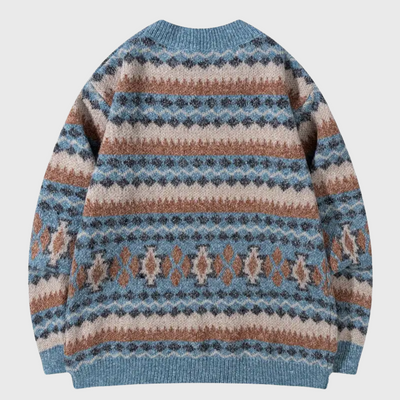 Sweter z Zianiny o Geometrycznym Wzorze