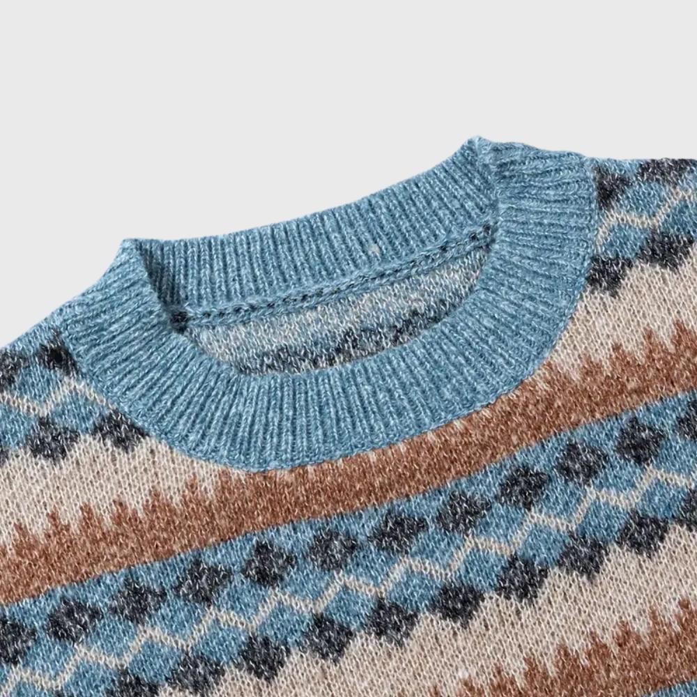 Sweter z Zianiny o Geometrycznym Wzorze