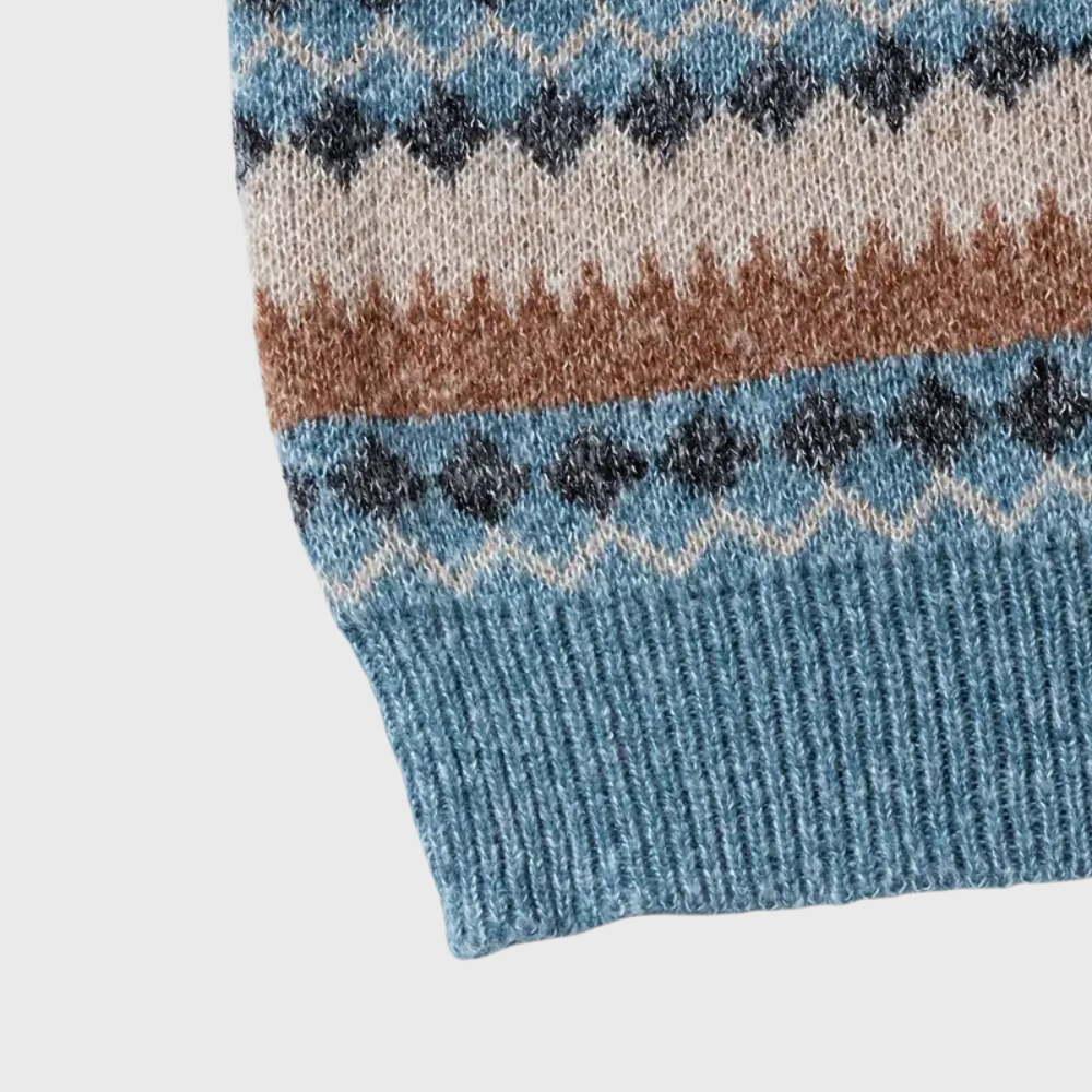 Sweter z Zianiny o Geometrycznym Wzorze